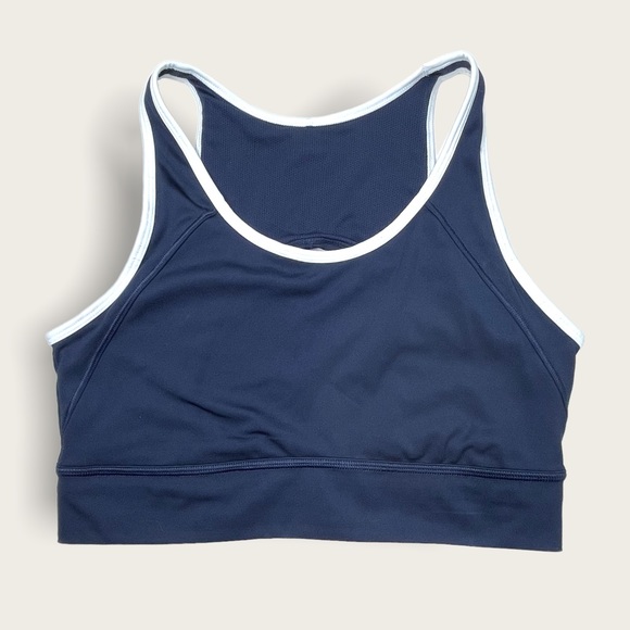 Athleta Movement Navy & White Cutout Back Sports Bra Size XL - Picture 2 of 9